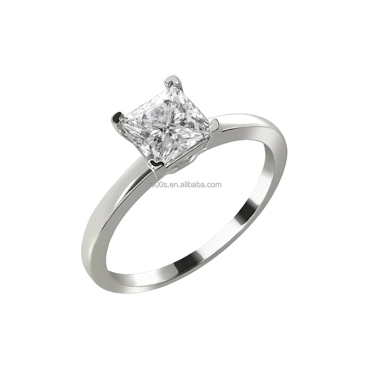Moissanite Ring 14K Au585 Fine Jewelry Rings Gold Wholesale Princess Cut Customized Trendy Square Within 7 Days 2pcs 1.8mm 3.93g
