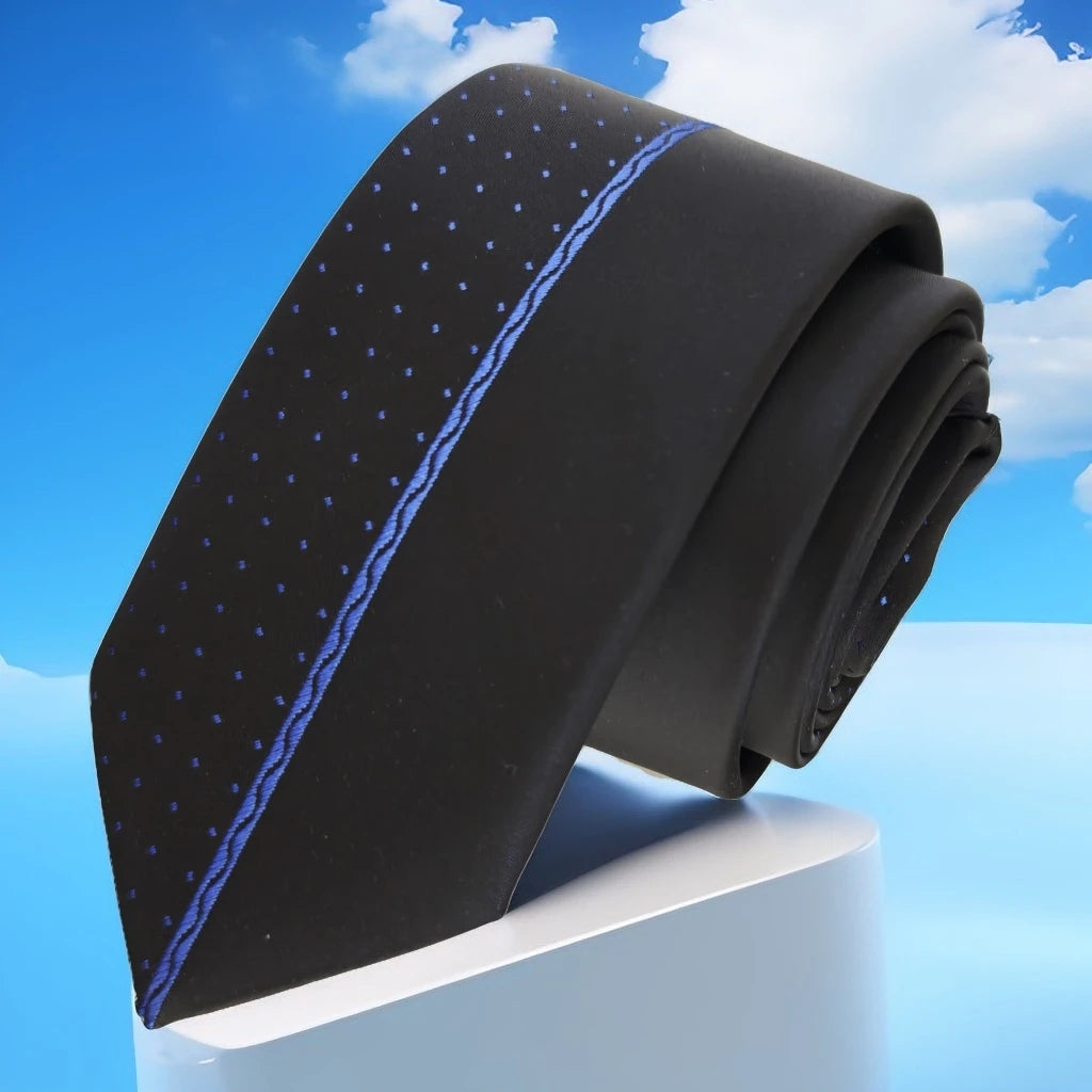Navy Polka Dot Custom Panel Cut Slim Fashion Tie