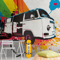 Germany Made Modern Photo Wallpaper Murals Coloured Grey Beige Blue Non Woven Vinyl Light Resistant Palm Trees Dining Bedroom