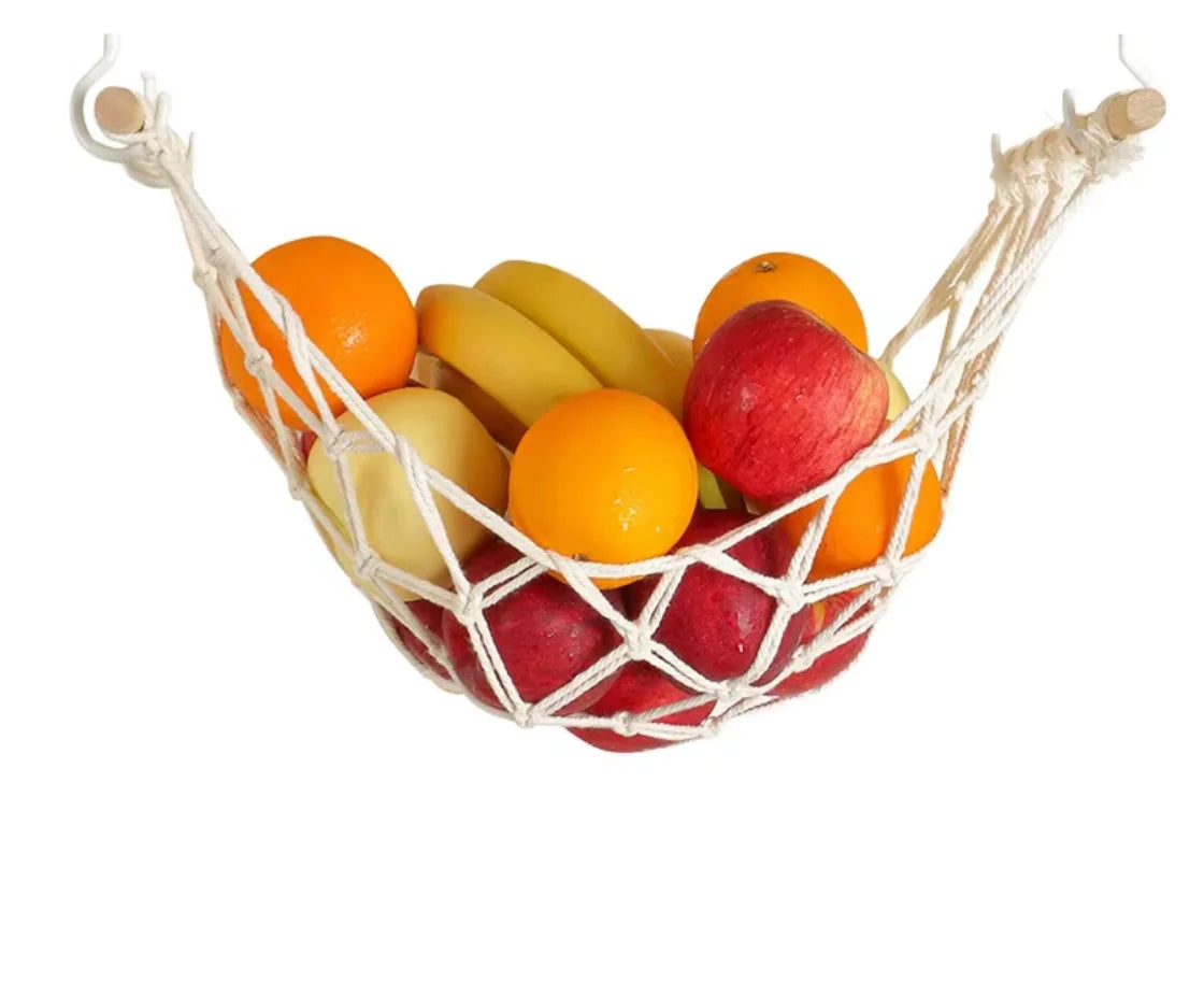 Handmade 100% Cotton Rope Woven Eco-Friendly Foldable Rectangle Modern Style Multifunction Vegetable Fruit Hanging Storage