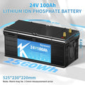Kepworth 24v 100ah 2560Wh Lifepo4 Battery Pack 25.6V Lithium Ion Batteries Deep Cycle Battery for Solar Home RV Golf Cart Boat