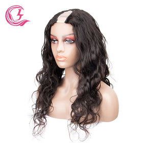 CLJhair Brazilian Human Hair U Part Wig Body Wave Natural Color Glueless 150%-180% Density Long Length Adjustable Stretch Straps