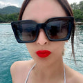 Custom Logo Fashion Brand Designer Blue Purple Square Sun Glasses UV400 Big Frame Cat Eye Sunglasses Women