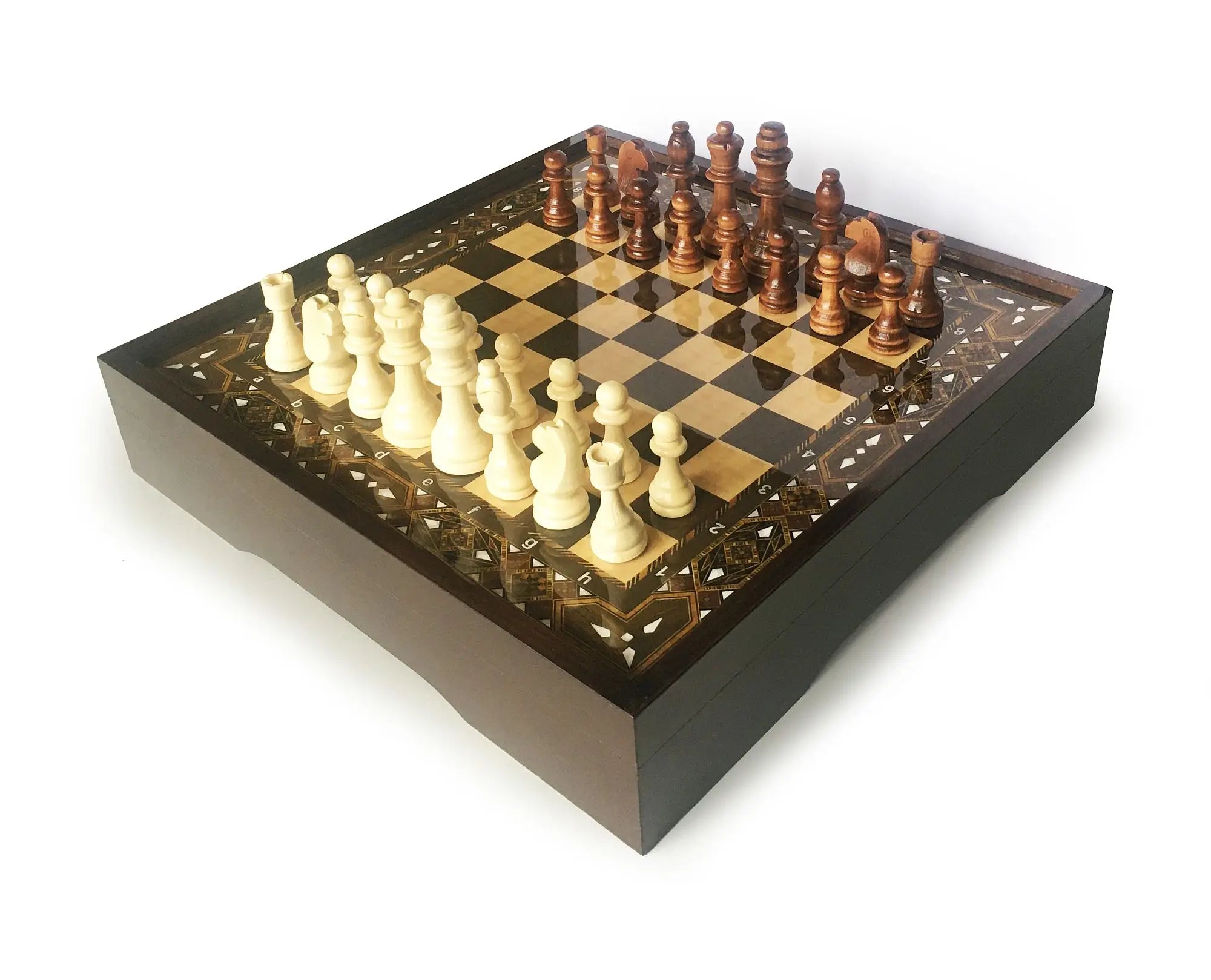 Star VIP Walnut Chess Set Pearl (Large) 40x40x8cm Unisex Decorative for Child & Adult