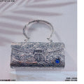 Custom Made Rectangle Shaped Metal Embossed Clutch Bags for Girls Fashion Style with Stone Embellishments for Reselling Purposes