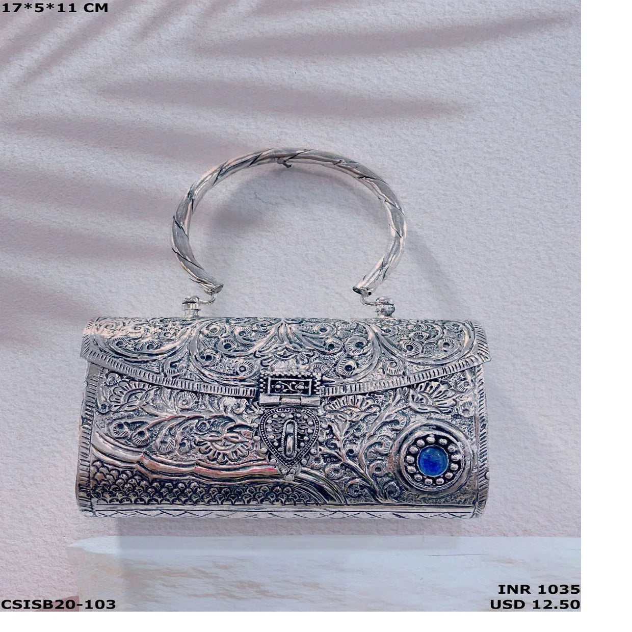 Custom Made Rectangle Shaped Metal Embossed Clutch Bags for Girls Fashion Style with Stone Embellishments for Reselling Purposes