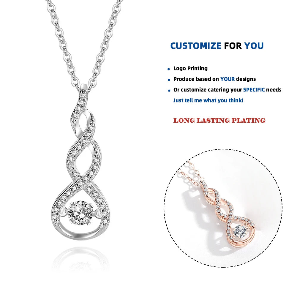 D621 Necklaces for Women 925 Sterling Silver Infinity Pendant Cubic Zirconia Necklace Diamonds Anniversary Birthday Gift Jewelry