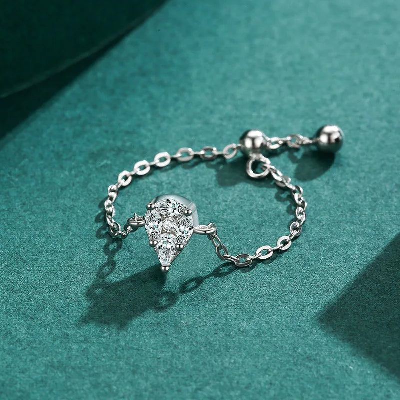 Wholesale Simple 925 Sterling Silver Zircon Chain Ring Popular Temperament Ladies Fine Jewelry Ring