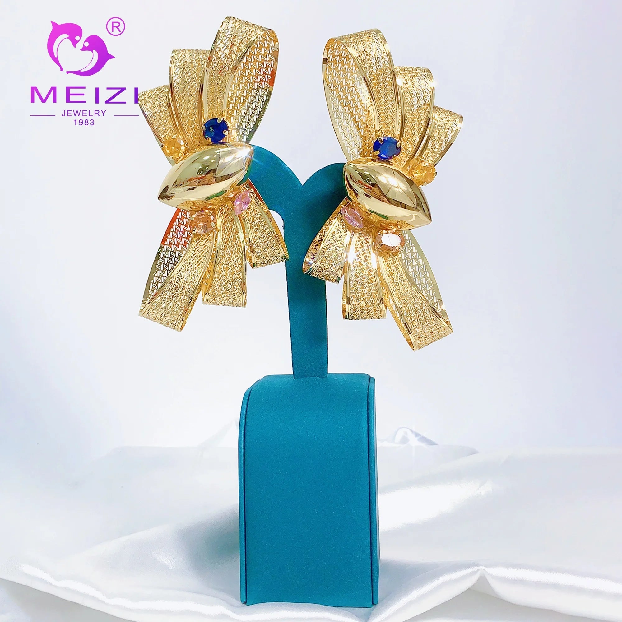MEIZI JEWELRY Butterfly Earrings 18k Gold Plated Stainless Steel Luxury Bow Earrings Women Wedding Party Accessories