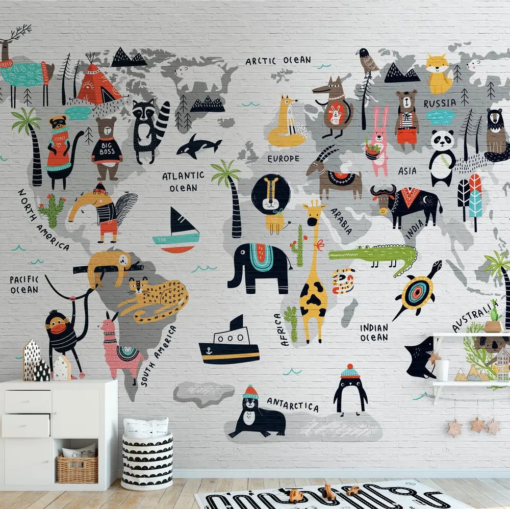 Made in Germany Photo Wallpaper Murals Space Grey White Yellow Green Non Woven Vinyl Wall Mural Animal for Hotel - 371 x 280 m
