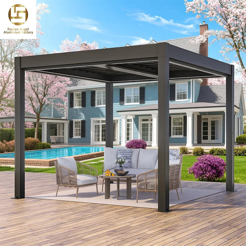 Modern Aluminum Automatic Electric Pergola for Balcony & Outdoor Use Eco-Friendly Waterproof Customizable Sizes