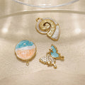 Vni and Mia Enamel Stainless Steel Diy Dopamine Conch Snail Shape Charm Women Butterfly Sun Pendant Jewelry for Necklace
