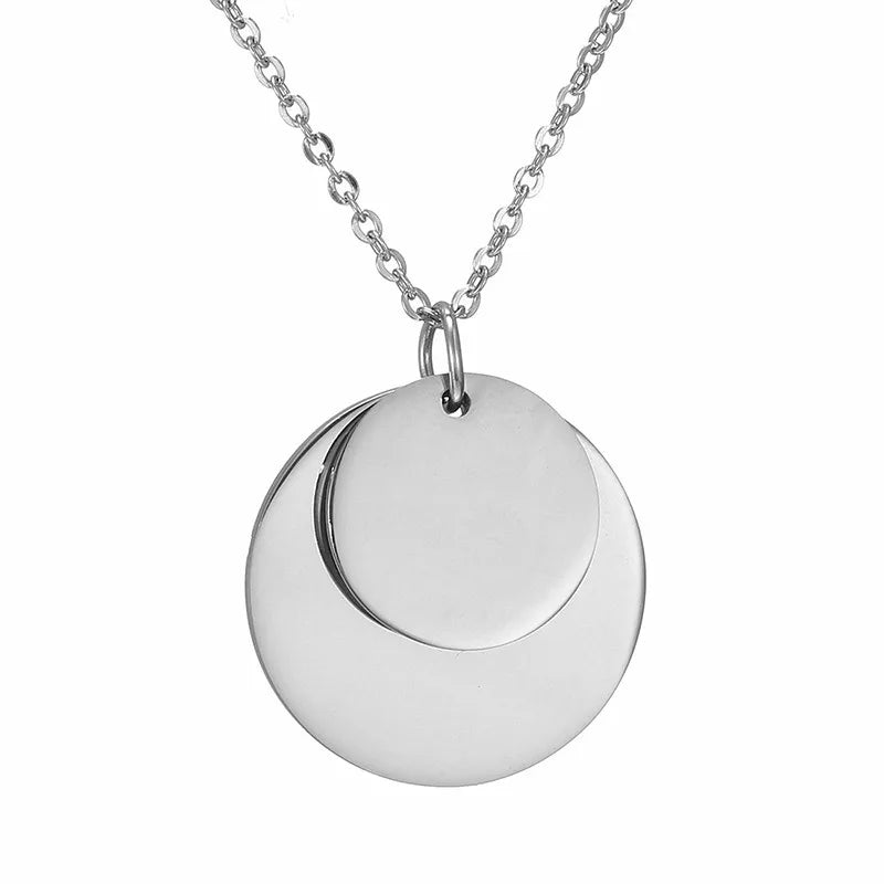 Low MOQ 10pcs Wholesale Small Silver Tarnish Free Gold Disc Coin Round Pendant Necklace