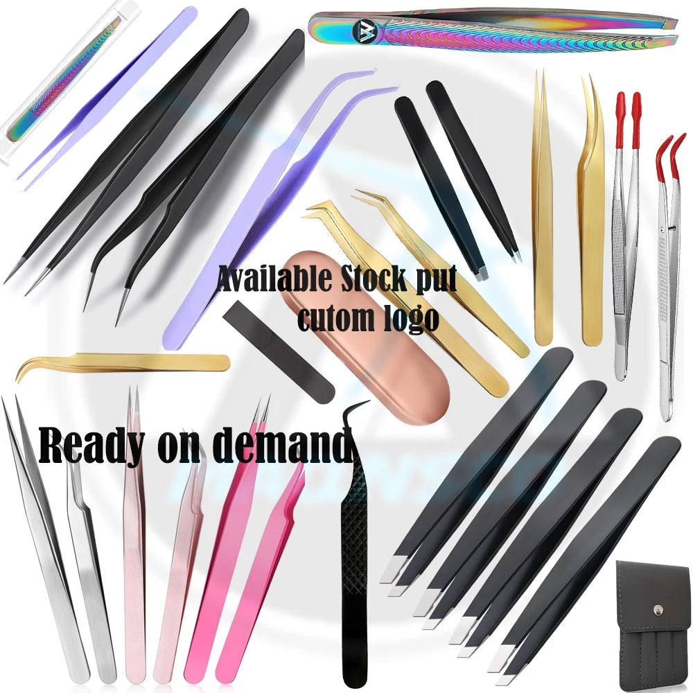 Customized Professional Stainless Steel Tweezers for Eyebrows Face Great Precision for Facial Hair Ingrown Hair Removal Black