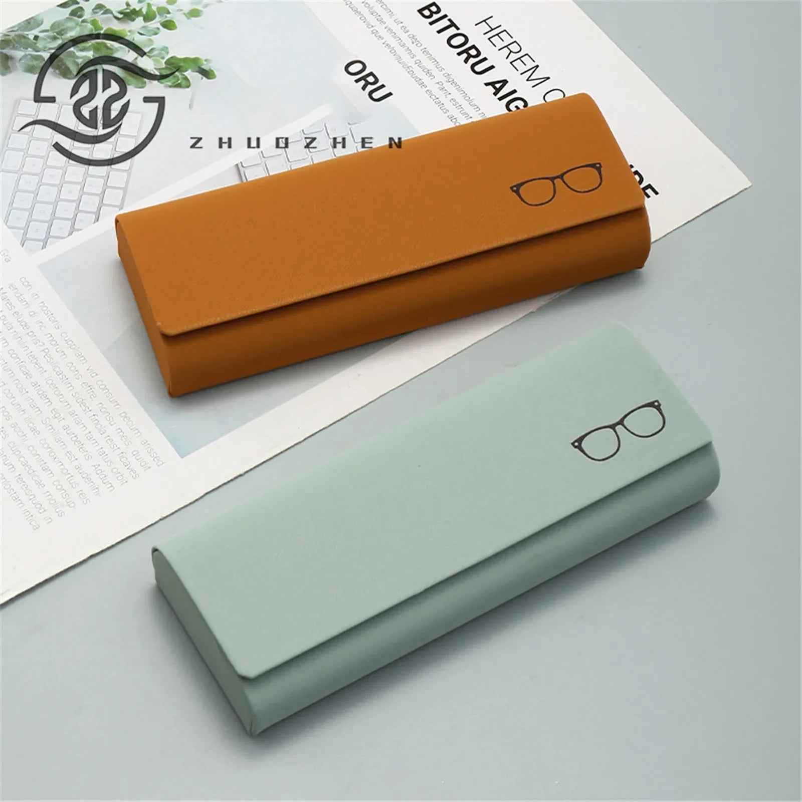 Custom Logo Wholesale Portable Anti-Pressure Myopia Presbyopia Reading Glasses Box Hard PU Leather Glasses Case