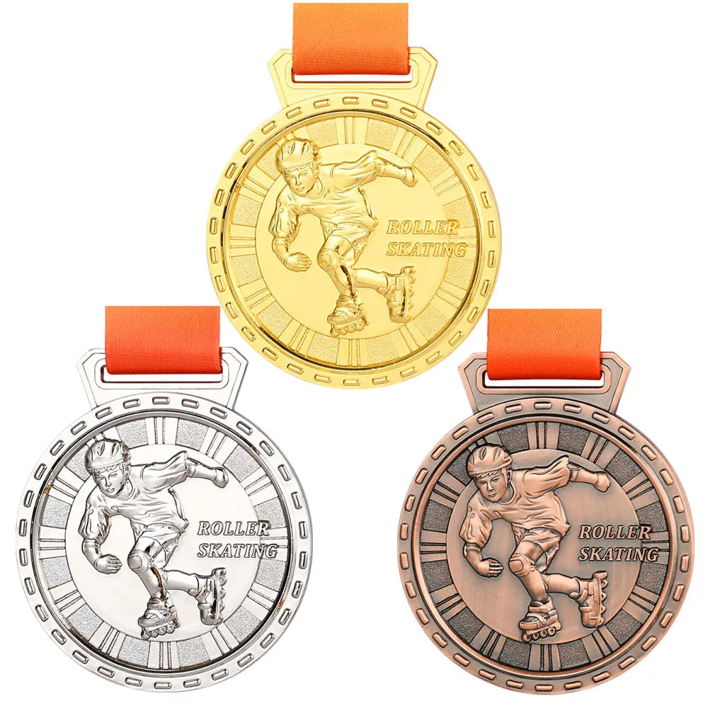 Wholesale Price Lowest MOQ Design Your Own Skating Medals 3D Gold Award Roller Skating Medal Custom Metal Sport Medallions