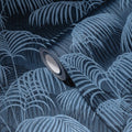 Made Germany Modern Floral Textile Wallpaper Palm Leaves Blue Botanical Design Non-Woven Backing 1005x0.53m Highly Living Room