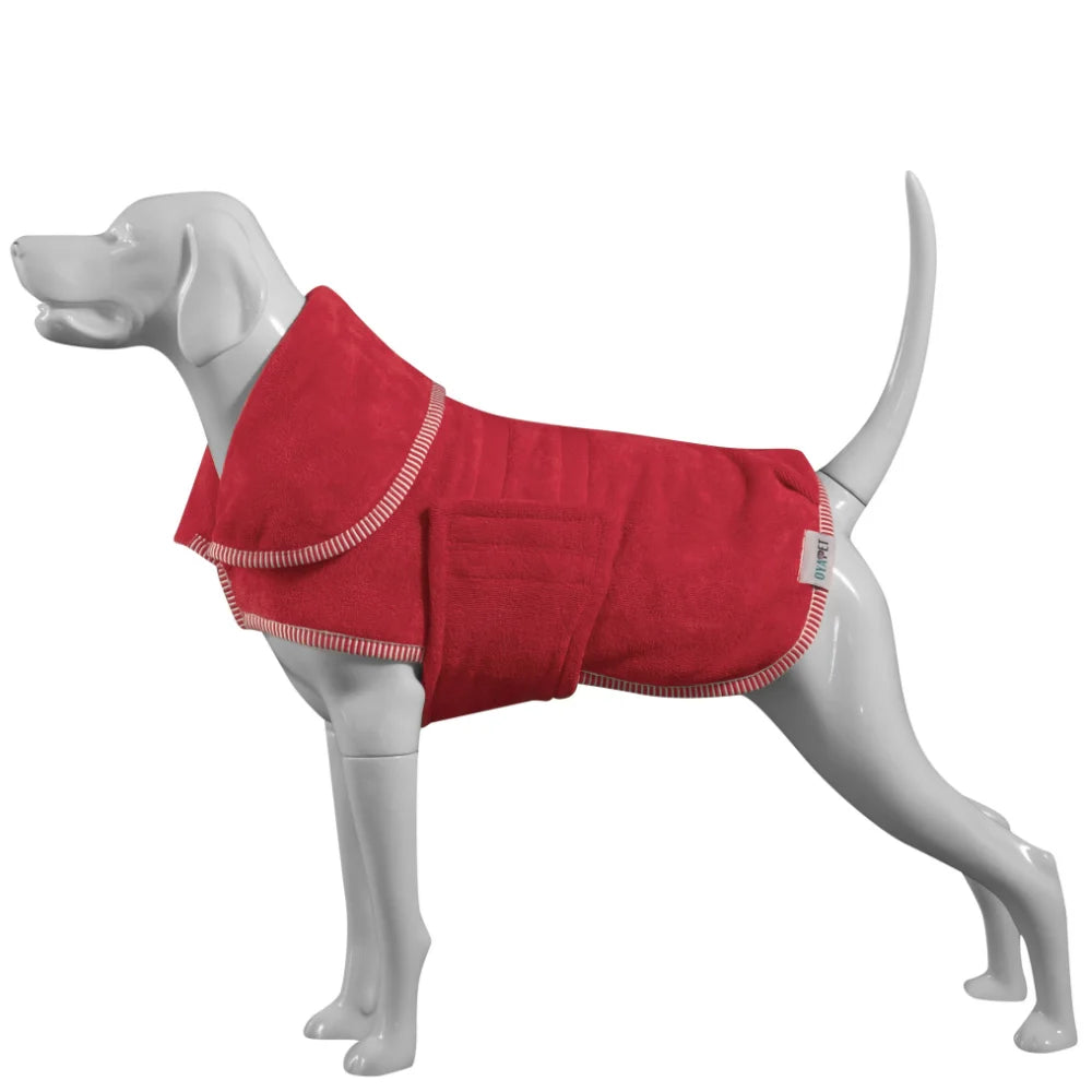 Small Size Double Layer Dog Bathrobe Soft Microfiber Material Solid Pattern Comfortable Collar for Bathroom Cleaning Pet Bathing