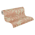 Modern Floral Jungle Walls Wallpaper Rolls-Non Woven Vinyl-Beige Red Orange-Made in Germany-Hotel & School Use-10.05x0.53m