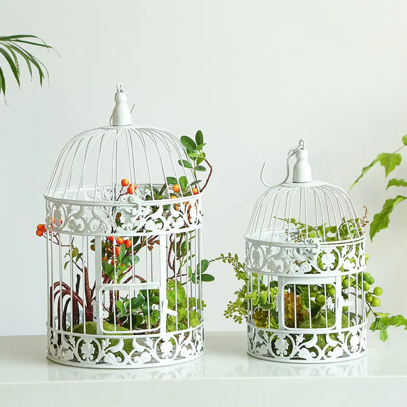 Vintage Metal Birdcage Flower Stand Decorative Iron Planter Hanging Wedding Centerpiece Floral Display Cage for Wedding Garden