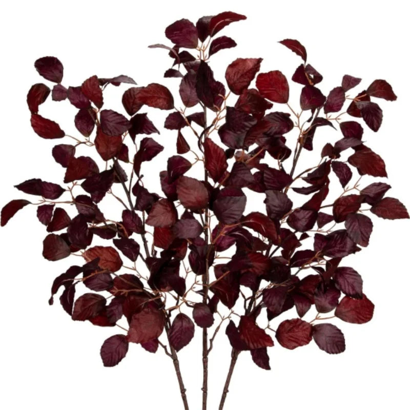 Artificial Fall Leaf Autumn Leaves Fagus Sylvatica Folige Burgundy Beach Leaf Branch Long Stem for Floral Arrangements Decor