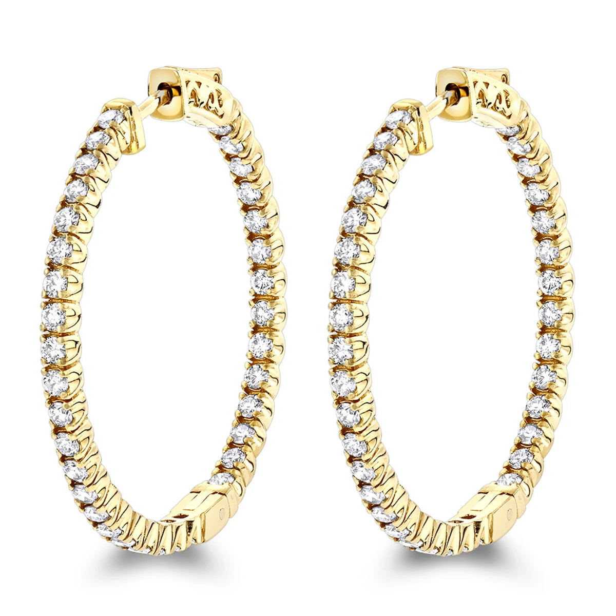 Luxurman 2.1ct 14K Yellow & Rose Gold Diamond Hoop Earrings Trendy Religious Style Women's Gift Party