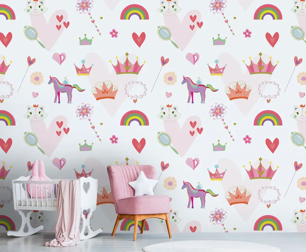 Germany Made Modern Photo Wallpaper Murals for Kids' Bedroom Hospital Mall & Dining-Princesses Design Non Woven Vinyl 0.53x8.80m