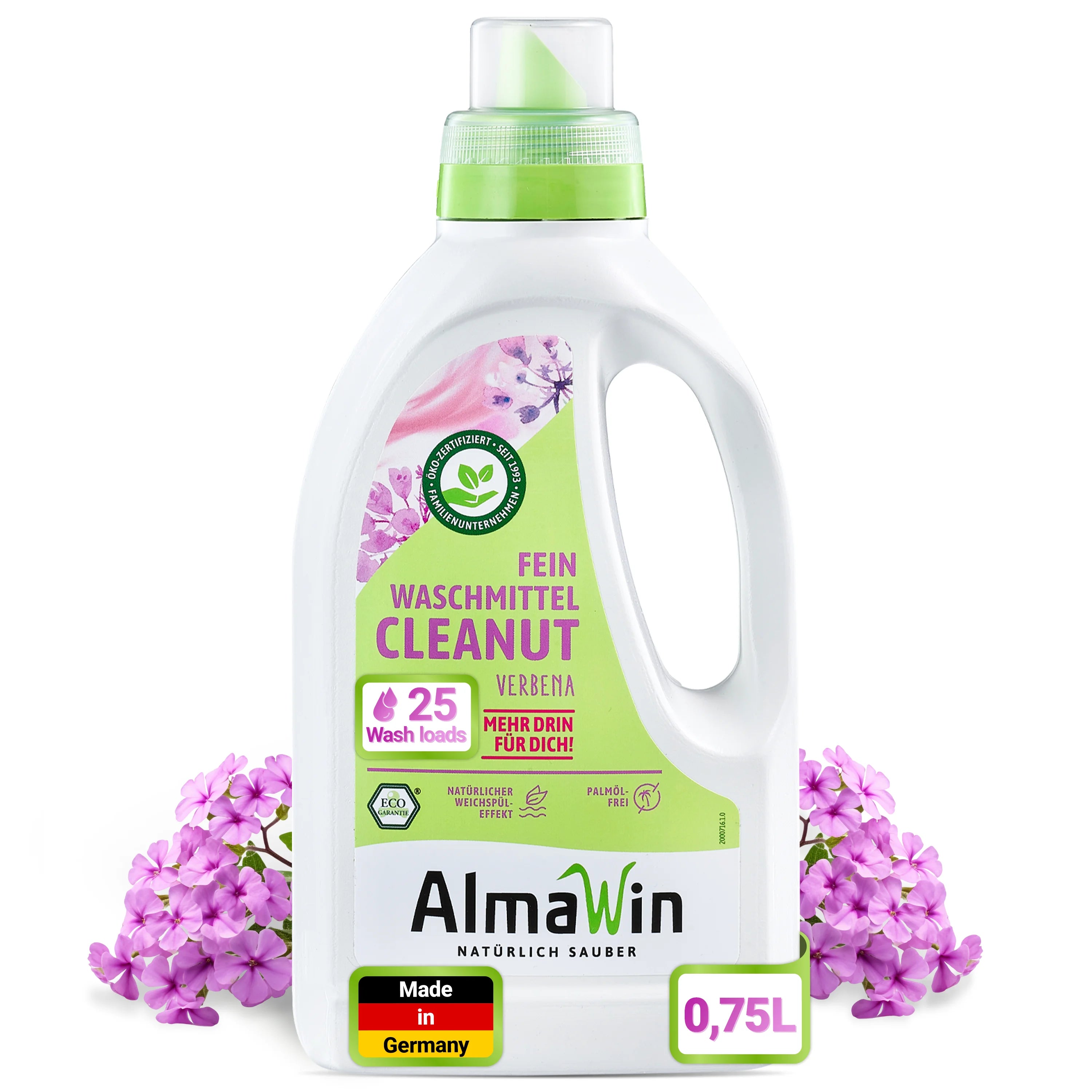 AlmaWin Export Cleanut Organic Liquid Laundry Detergent 750ml - 25 Loads With Verbena Fragrance