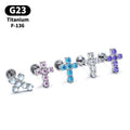G23 Titanium 16G Ear Studs With Cross Pendant Zircon Dangle Earrings Conch Helix Daith Body Piercing Jewelry