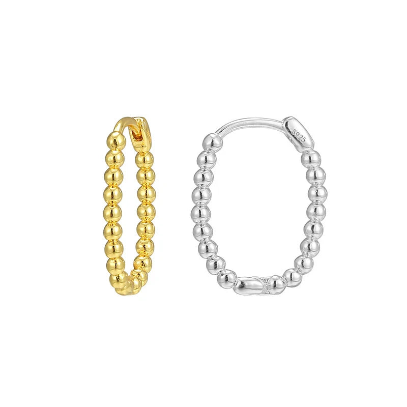 EH1567 2025 925 Silver Gold  Round Beads Women's Earrings Gold Plated Luxury Simple Waterproof Gift Jewelry