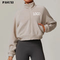 PASUXI 2025 Women Yoga Sports Long Sleeve Coat Zipper Casual Lightweight Breathable Running Sportswear Jacket