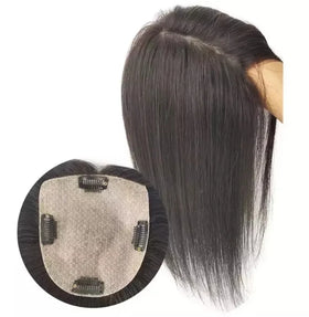 Silk Base 100% Human Hair Toppers Women Toupee 16inches Remy Hairpieces for Women 6x6 Inch Straight Chinese Hair Black and Brown
