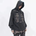 Heavy-duty Old Skeleton Design Niche High Street Hooded Sweatshirt Men's Trendy Brand Oversize Hip-hop Hoodie