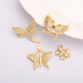 Fashion Vintage Gold Plated butterfly Charms Colorful Zircon Hollow Design Delicate Metal Pendant for Women Diy Accessories