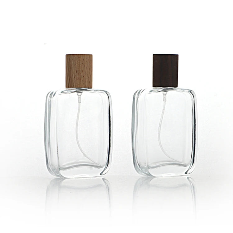 Professional Factory Wholesale Simple Shape Vial Bottle Perfume Glass Bottle 50ml High-end Luxury Flat Square Perfume Bottle