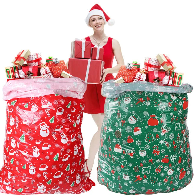 Pafu Christmas Party Supplies Extra Large Red Green Gift Bags  with Rope Signboard 36x56IN Christmas Gift Bags