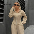 PASUXI Wholesale Women's Eco-Friendly Tracksuit Set Oversized Loose Hoodie Jogger Pants Solid Color Summer Lounge Sportswear