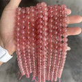 Genuine 4mm 6mm 8mm Pink Strawberry Quartz Beads Polished Natural Stone Strand for Healing Power & Jewelry Making