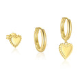 Crafted 925 Sterling Silver 18K Gold Plated Cute Heart Love Stud Hoop Drop Dangle Drop Earrings Sets for Women