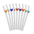 Eco-friendly Multi-color Butterfly Straw Twisted High Temperature Resistant Glass Drinking Straw Wavy  Straws
