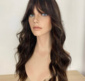 2024 Hot Sell Brown Highlighted Virgin 100% Original Chinese Human Hair Wigs With Bang Body Wave Transparent Lace Human Hair Wig