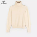 Custom Women's Long Sleeve Crochet Turtleneck Pullover Solid Color Casual Knitwear Sweater for Autumn Season