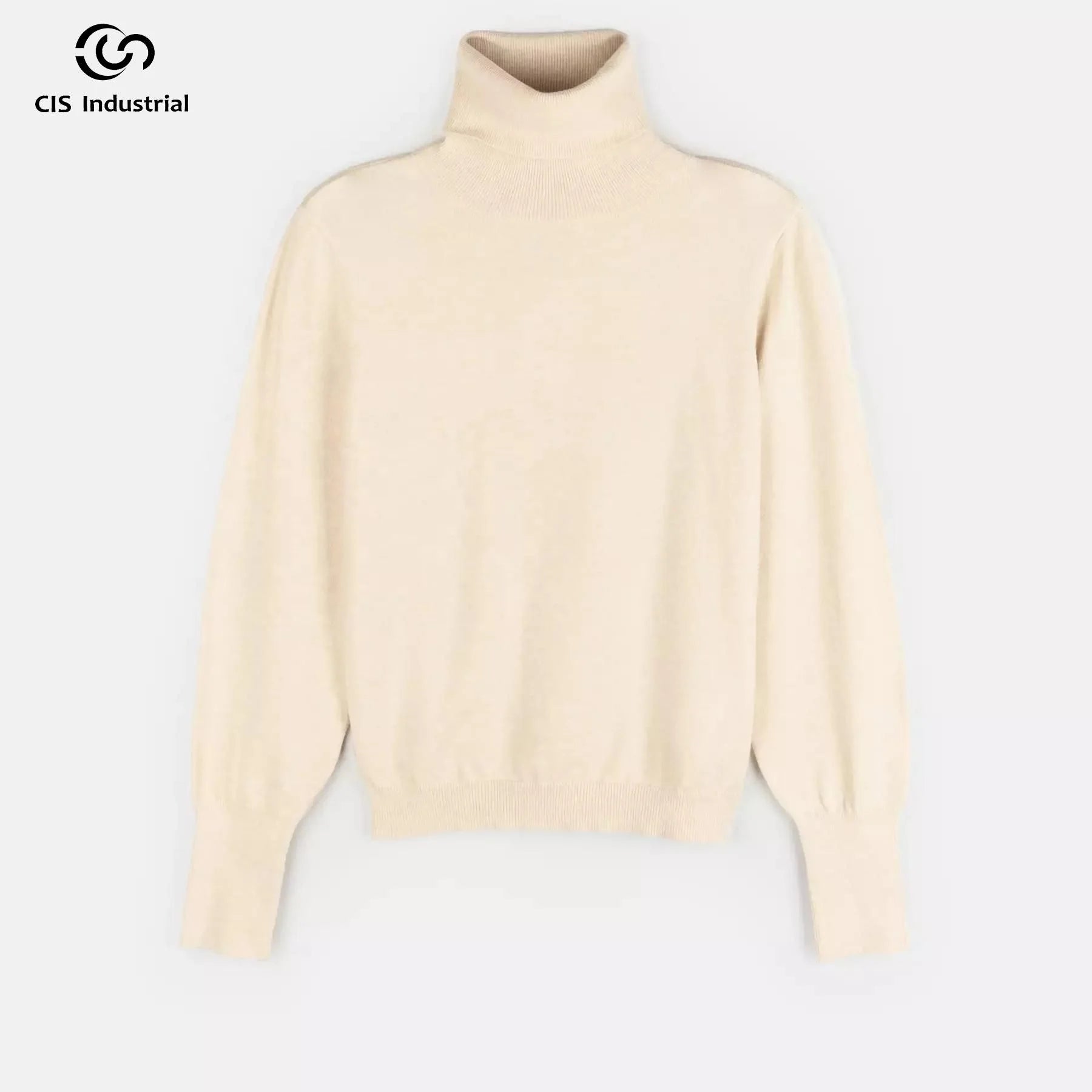 Custom Women's Long Sleeve Crochet Turtleneck Pullover Solid Color Casual Knitwear Sweater for Autumn Season