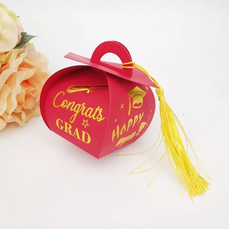 Hstyle Graduation Classic Party Favors Graduation Season Celebration Portable Gift Box with Gold Tassel 2024 Grad Party Favors