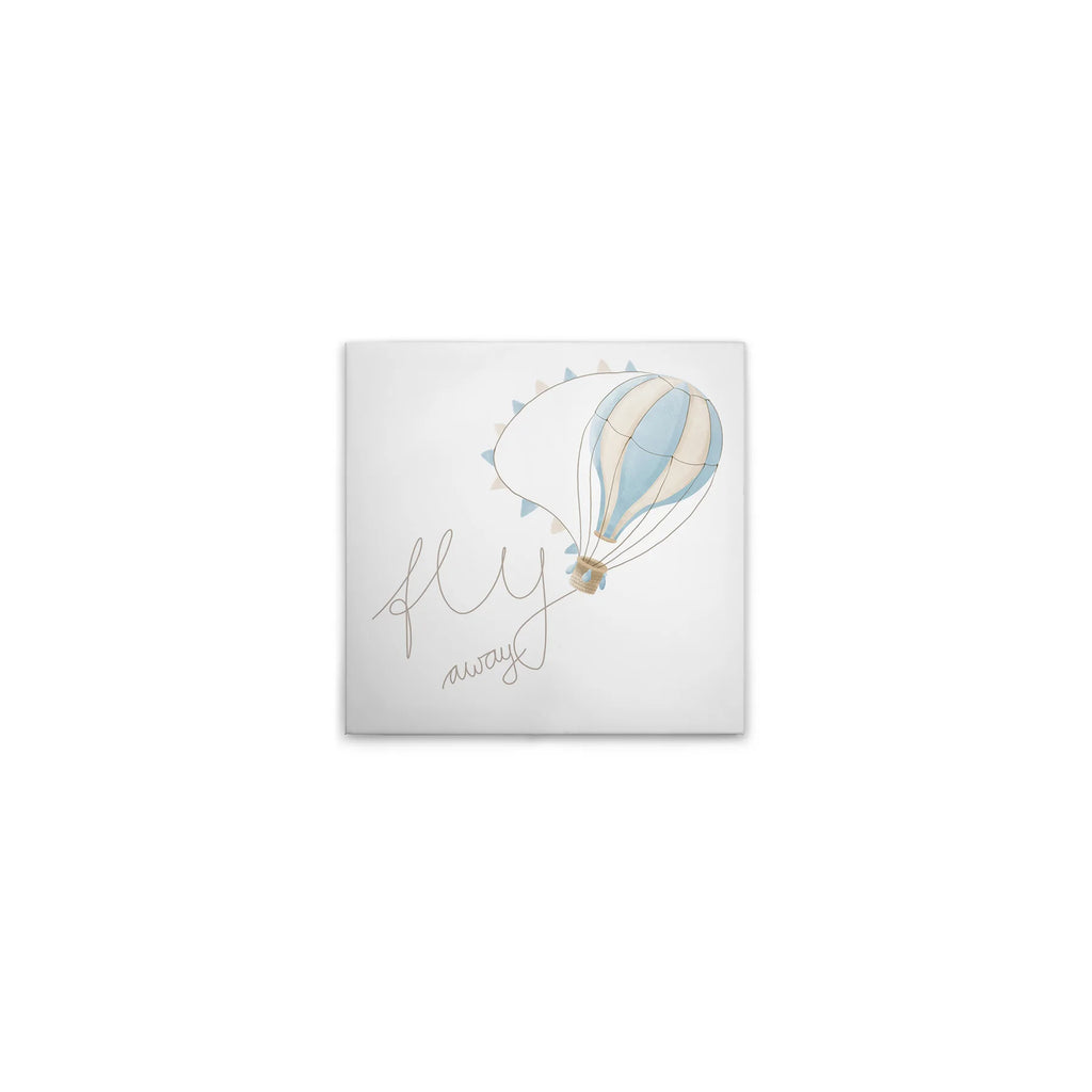 Made In Germany - Home Decor Canvas Picture Hot Air Balloon With Clouds Blue Beige - Art Beige Blue - Mural Stretcher Frame