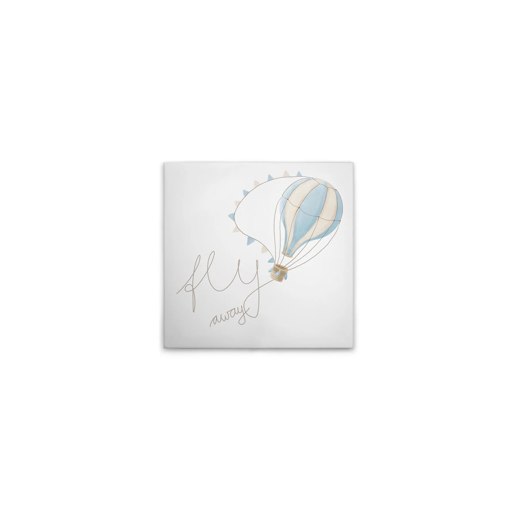 Made In Germany - Home Decor Canvas Picture Hot Air Balloon With Clouds Blue Beige - Art Beige Blue - Mural Stretcher Frame