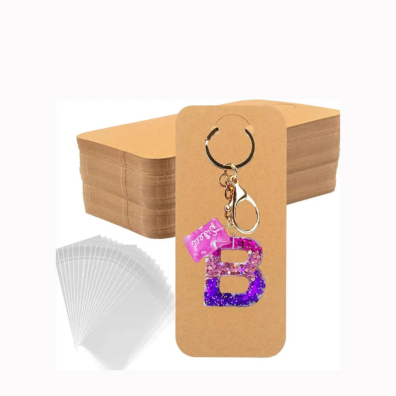 Jewelry Keychain Packaging Self Sealing Bags Tags Pet Keyring Keychain Display Card Keychain Paper Display Card Holder Packaging