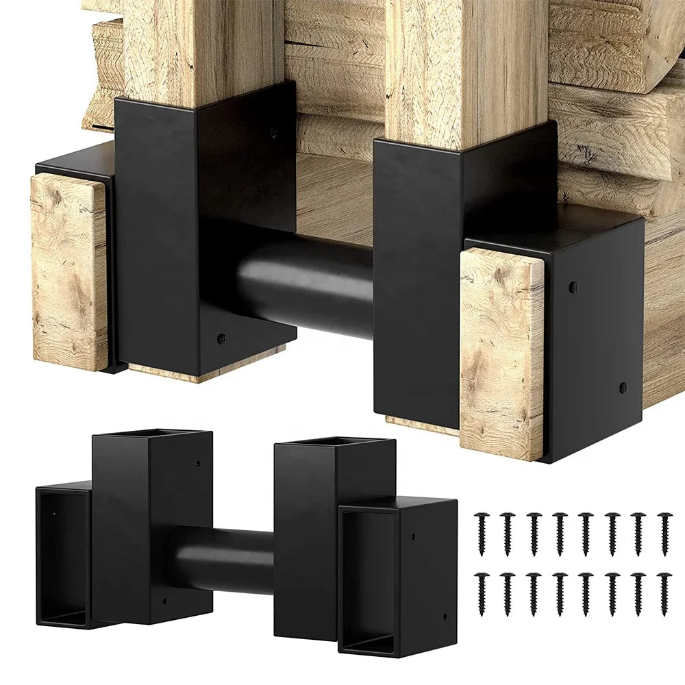Heavy-Duty Indoor/Outdoor Firewood Rack Bracket Adjustable Length Iron Lumber Wood Holder Firewood Log Storage Kit