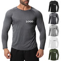 Custom Logo Muscle Fit T-shirt 100% Polyester Quick-drying Long Sleeve T Shirts Mens Gym T Shirts