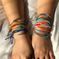 Multi-layer Rainbow Colorful Seed Beaded Bohemian Bracelets Adjustable Rice Bead Rope Friendship Bracelet for Women Jewelry